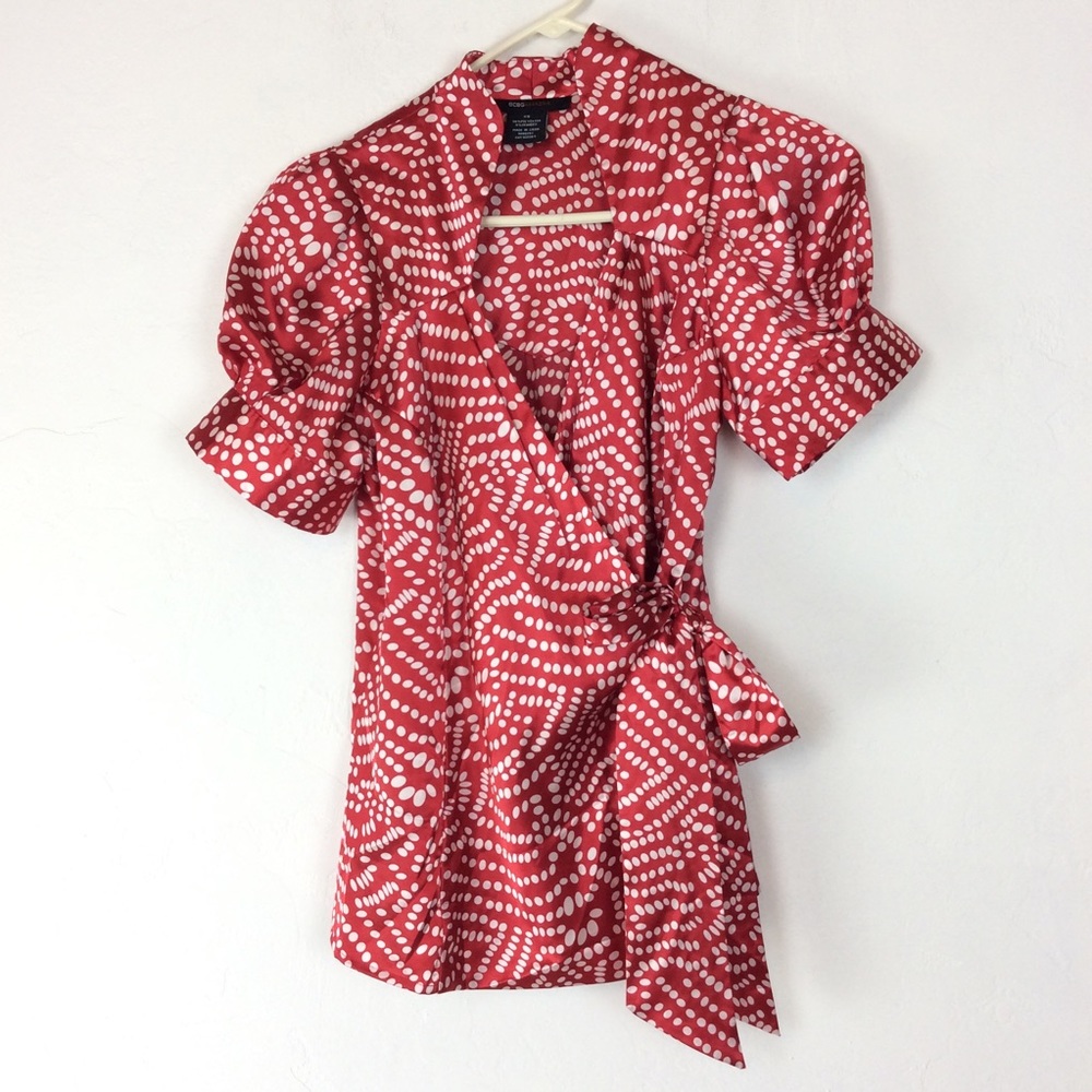 BCBG MAXAZRIA Red and white polka dot top